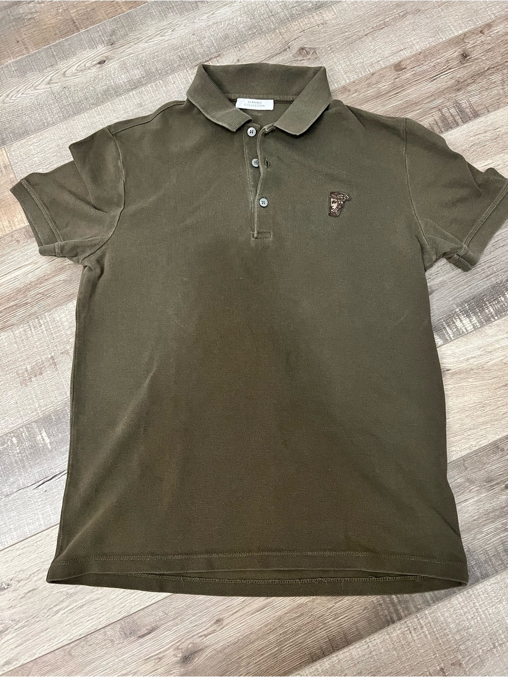 Versace half face Collection Olive Green Men's Polo size S